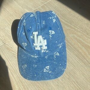 Floral Distressed Blue Dodgers Baseball Hat - Youth Girls